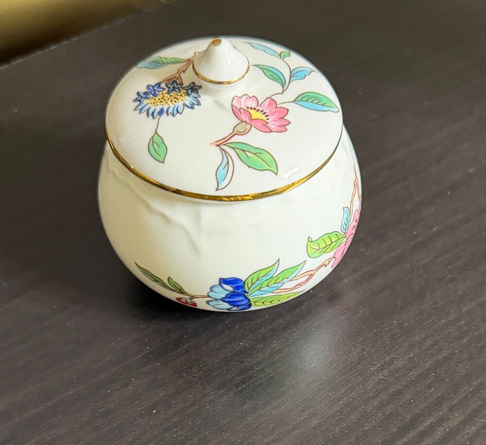 Vintage Aynsley Pembroke Fine Bone China Trinket Box Jar w/Lid Made in England